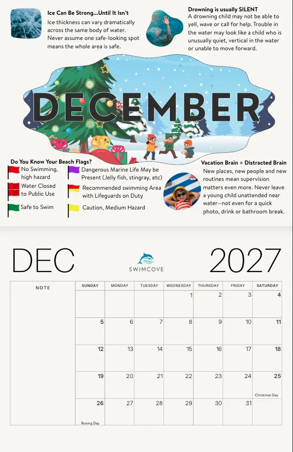 A December spread from the 2027 calendar